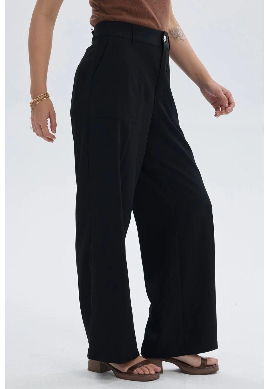 Pantalón Mujer Sastrero Con Pinzas Negro-1