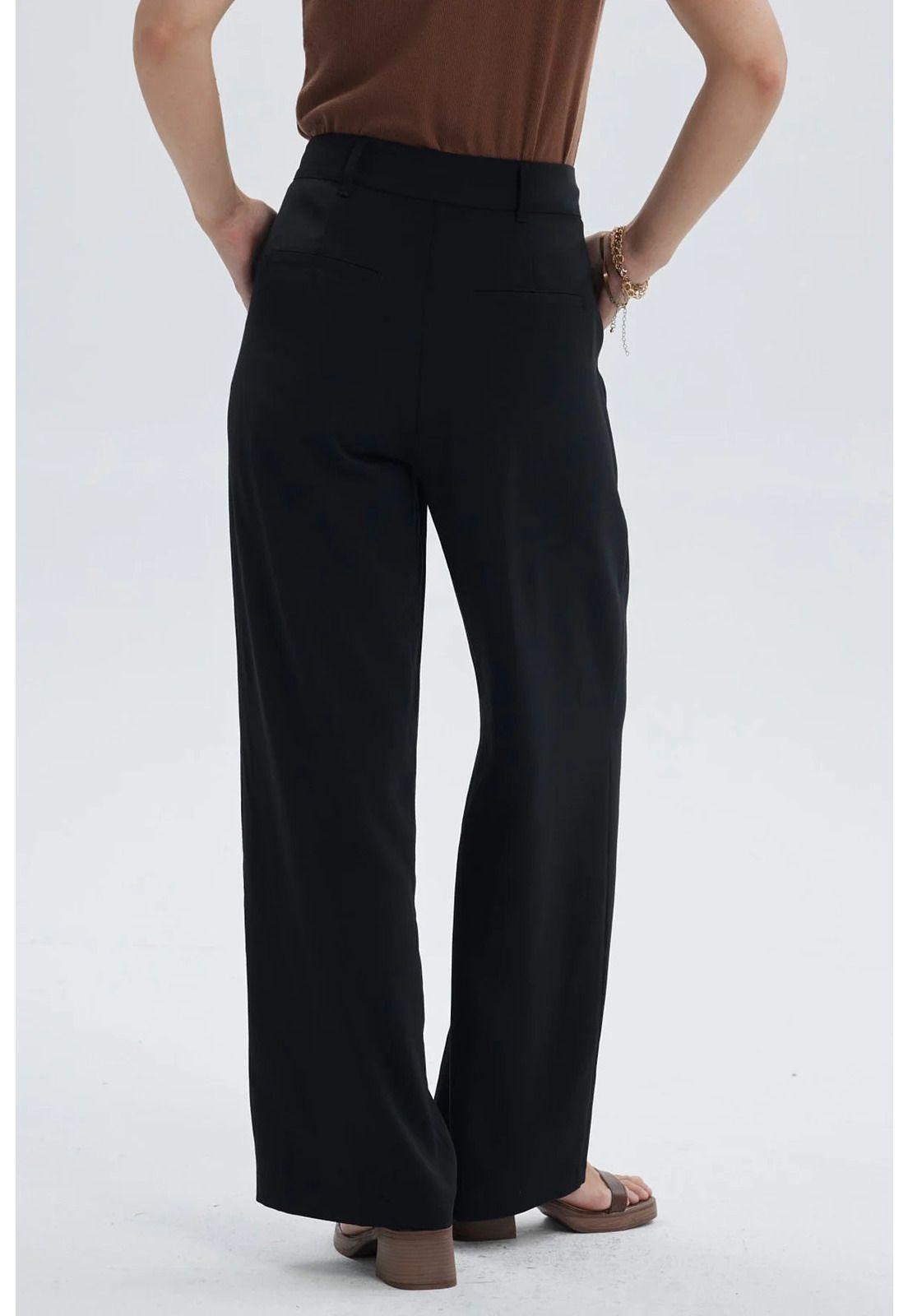 Pantalón Mujer Sastrero Con Pinzas Negro-2