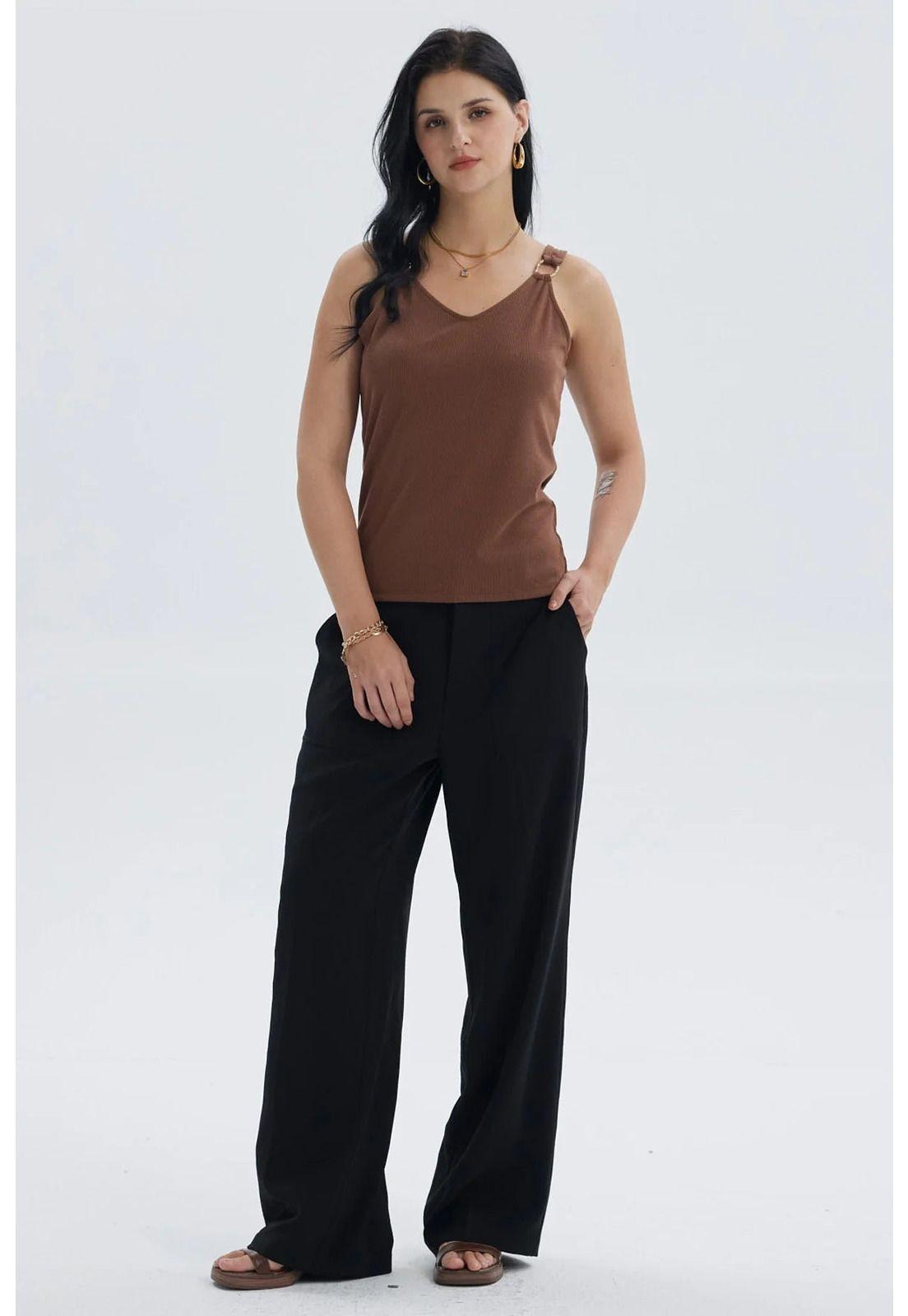 Pantalón Mujer Sastrero Con Pinzas Negro-3