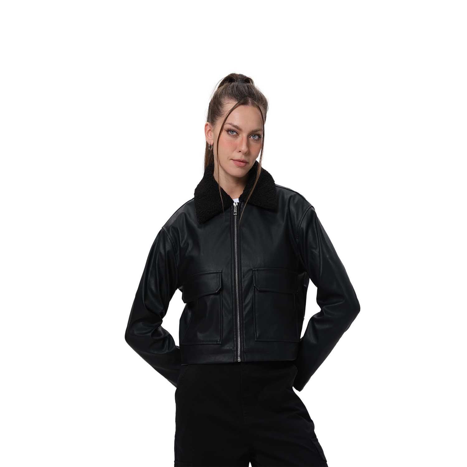 Chaqueta Mujer Con Bolsillo Negro Fashion's Park-0