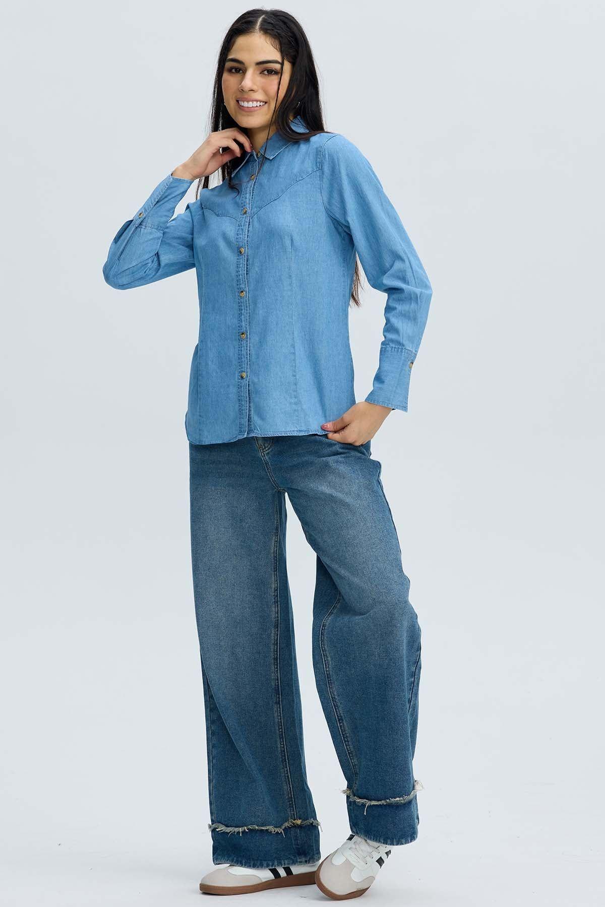 Blusa Mujer Vaquera Azul-3