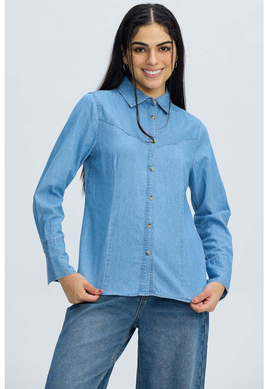 Blusa Mujer Vaquera Azul-0