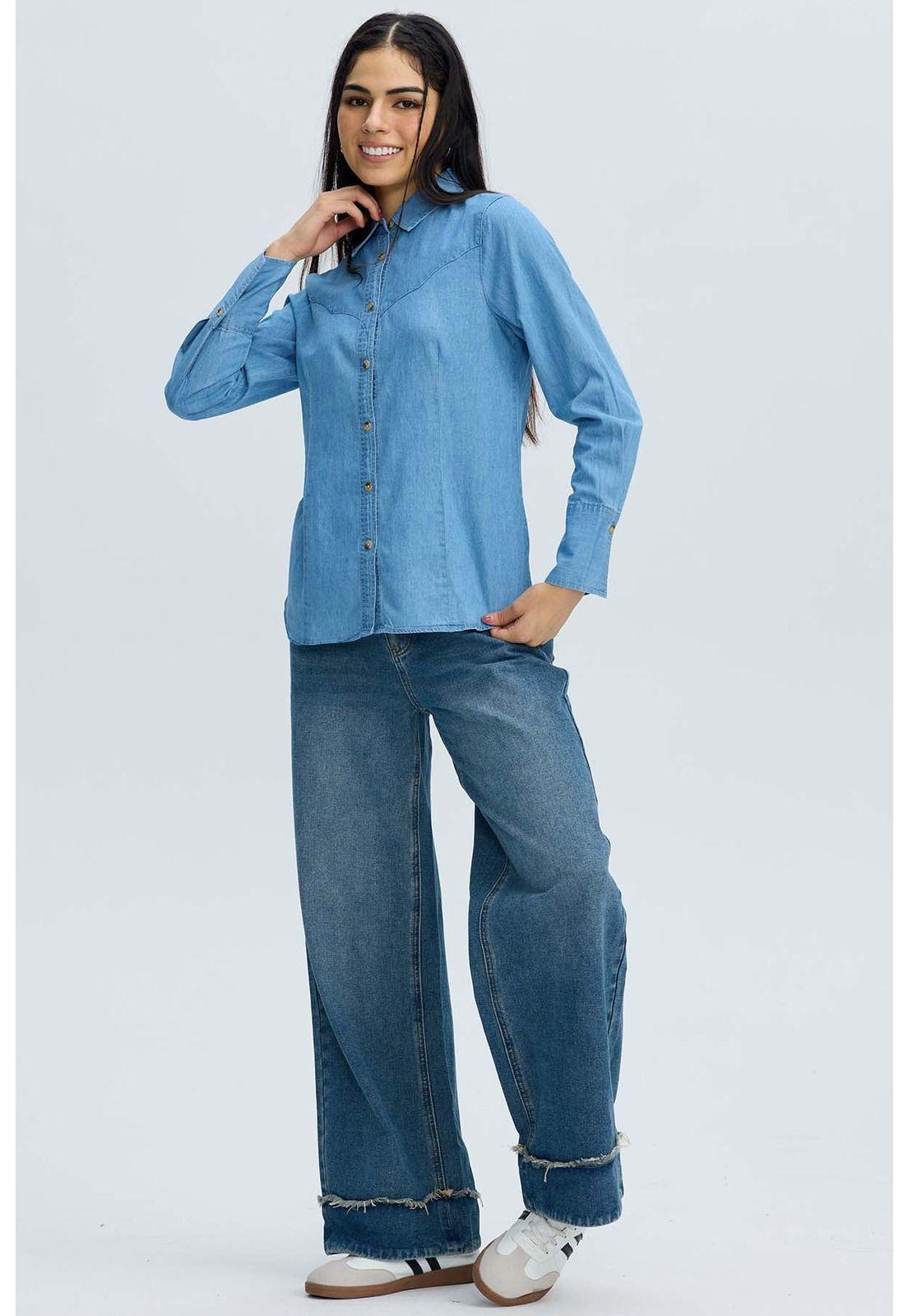 Blusa Mujer Vaquera Azul-3