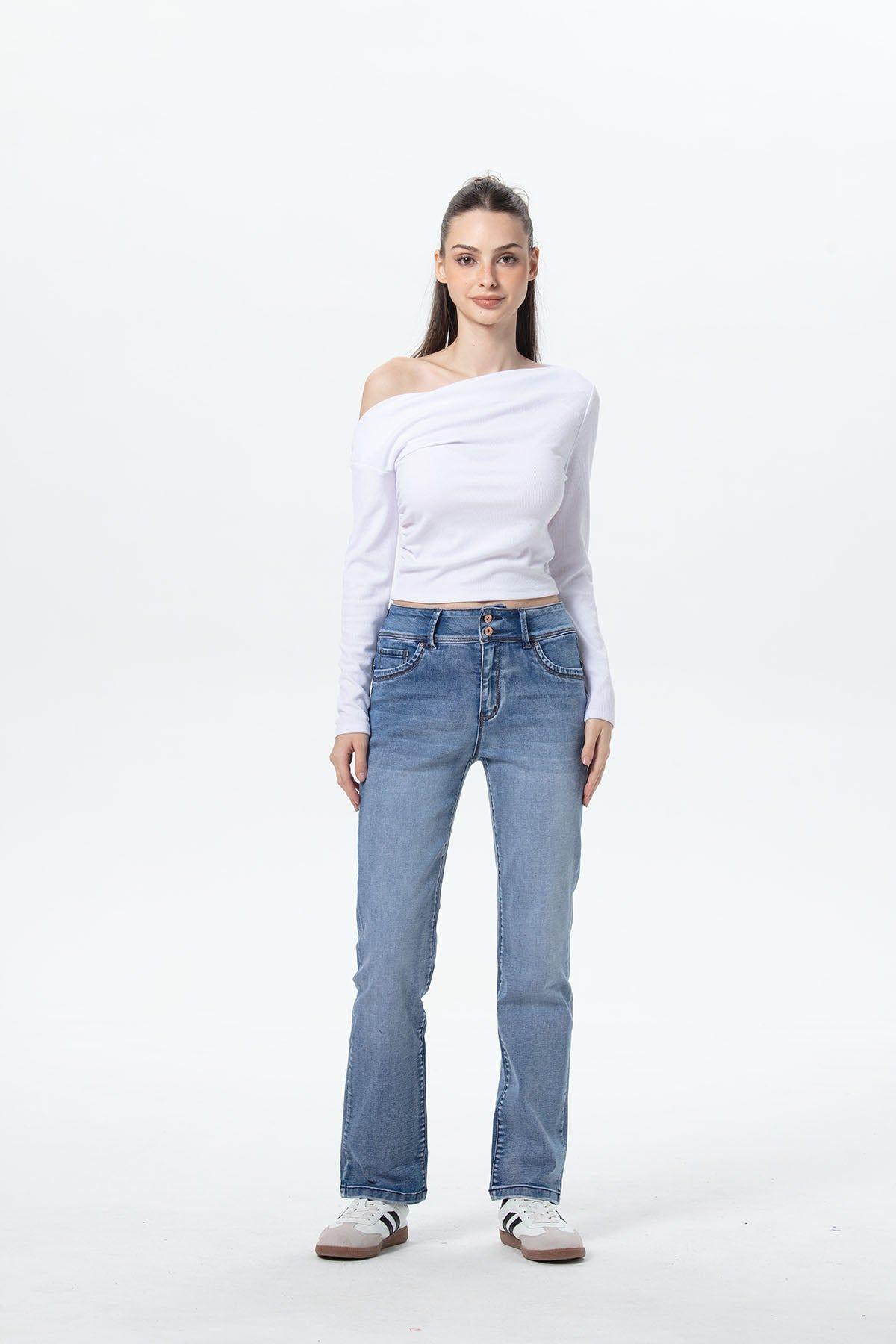 Jeans Mujer Flo Calce Recto Azul-3