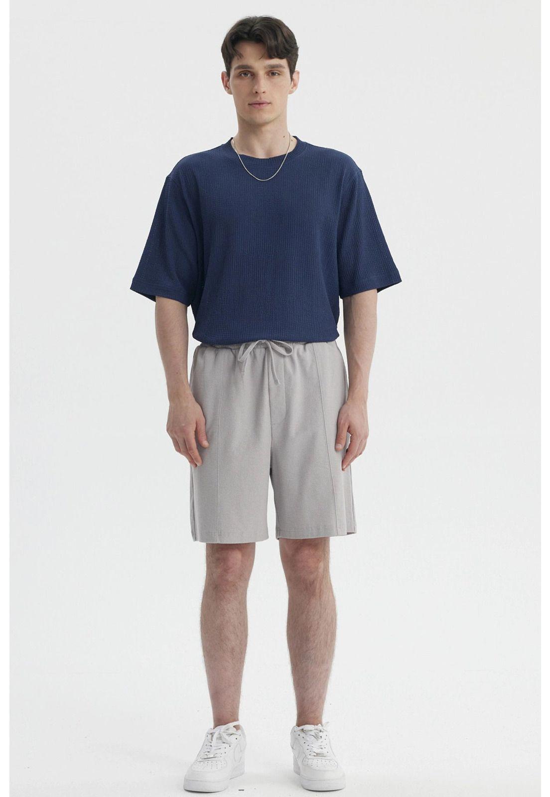 Bermuda Hombre Lisa Pretina Elasticada Gris-3