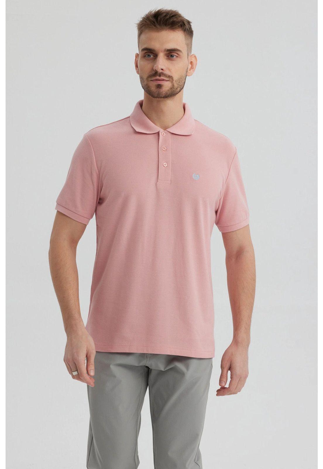 Polera Hombre Piqué Básica Lisa Palo Rosa - lll-0