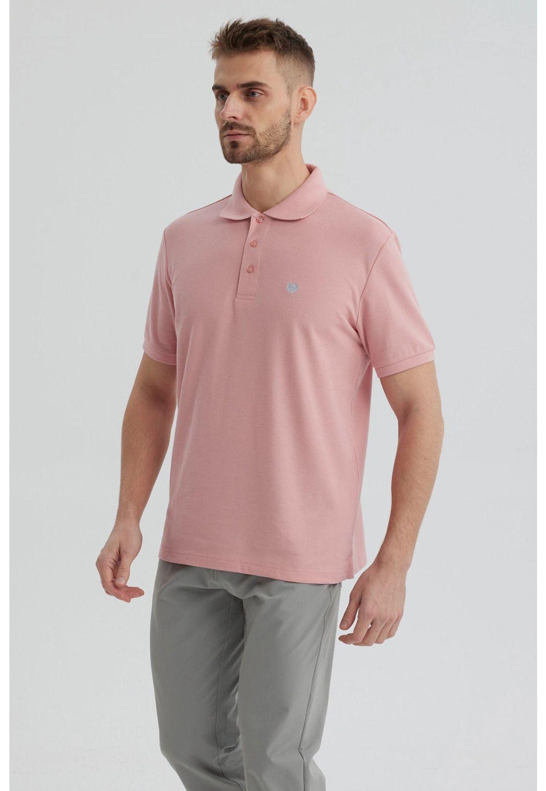 Polera Hombre Piqué Básica Lisa Palo Rosa - lll-1