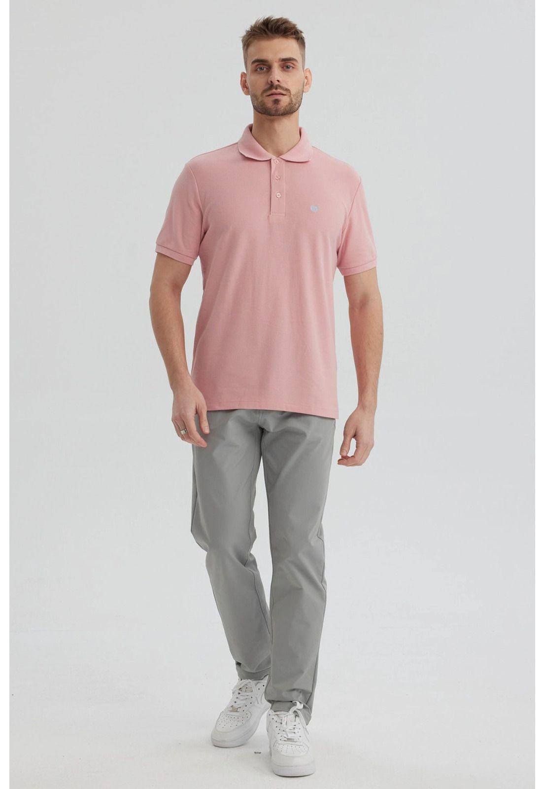 Polera Hombre Piqué Básica Lisa Palo Rosa - lll-3