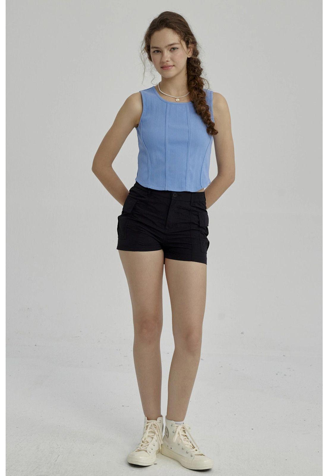 Short Niña Cargo Taslan Negro-3