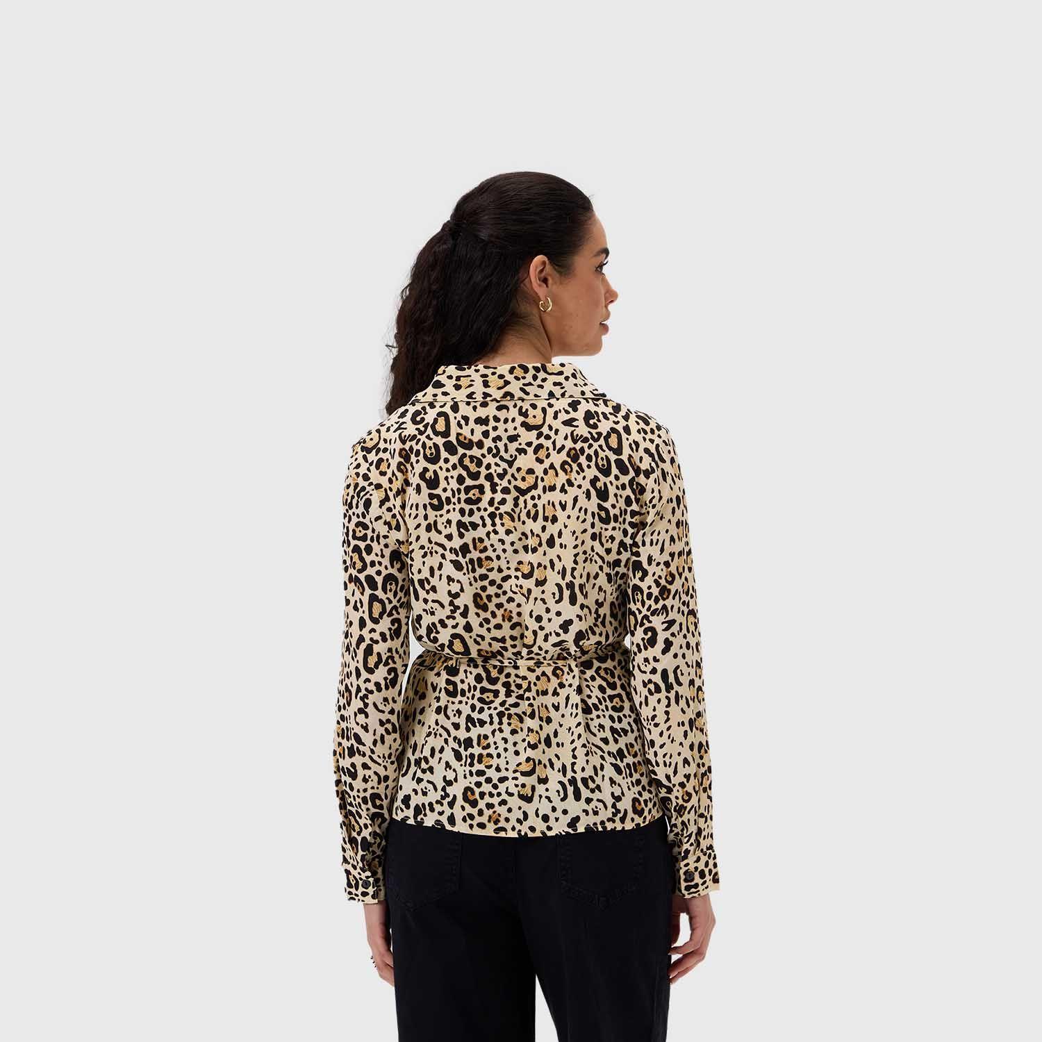 Blusa Mujer Satín Animal Print Beige Fashion's Park-2
