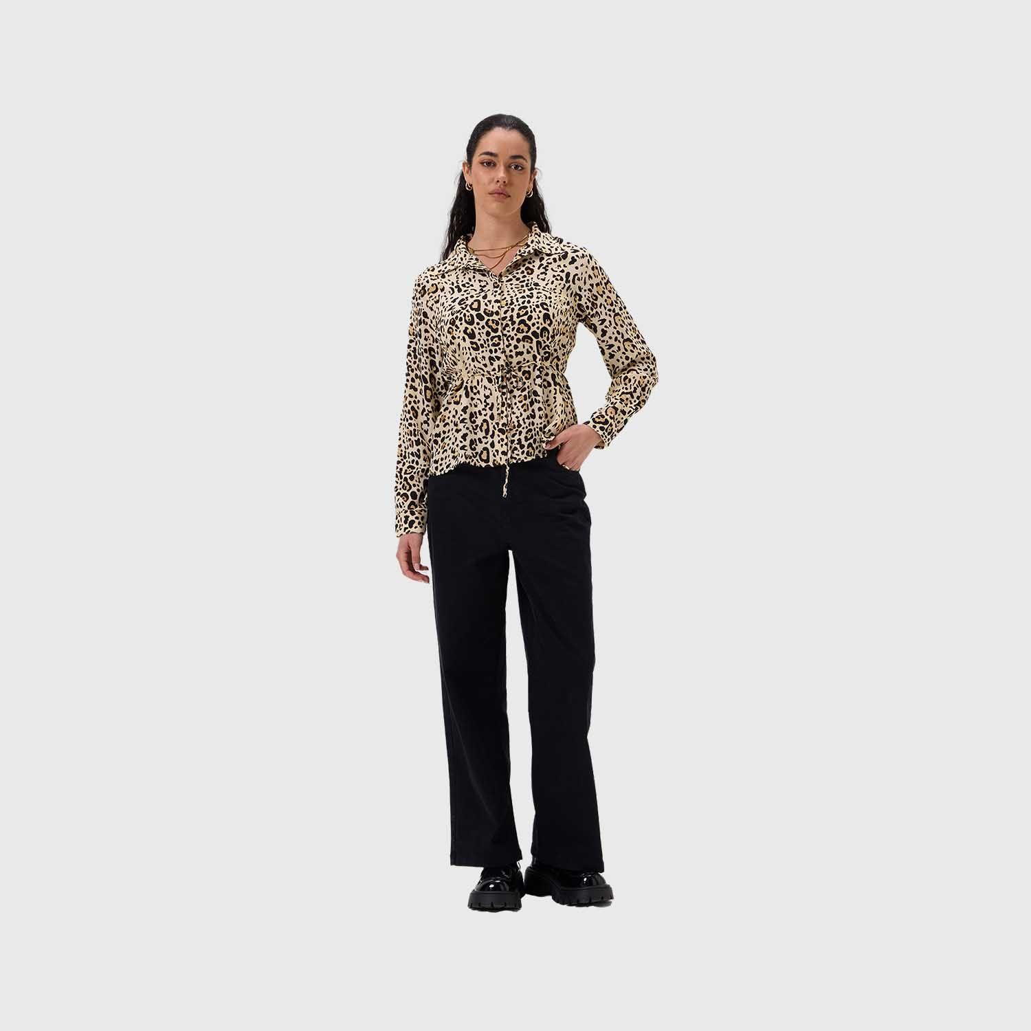Blusa Mujer Satín Animal Print Beige Fashion's Park-3
