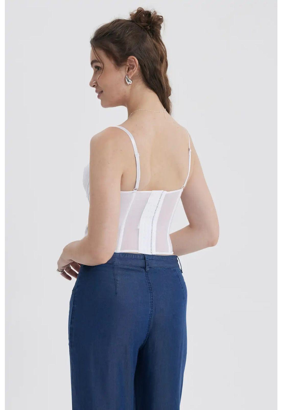 Blusa Mujer Corset Encaje Blanco-2