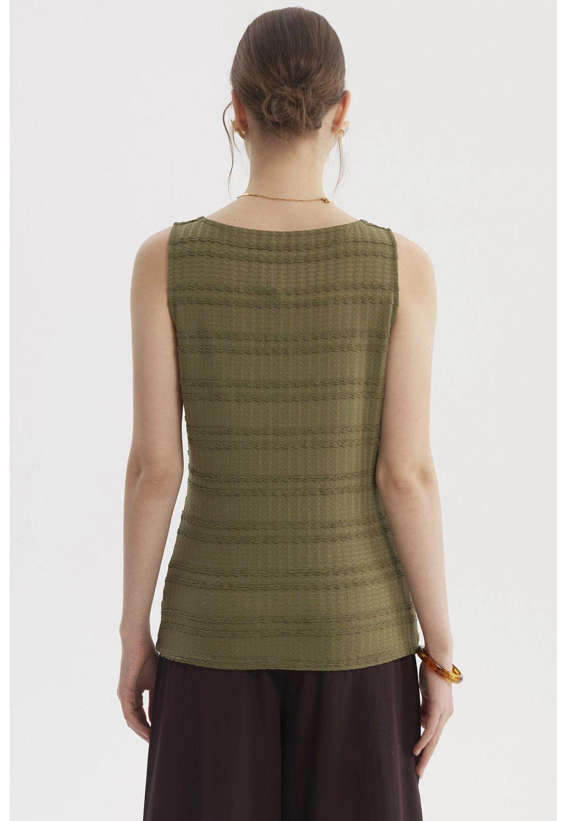 Polera Mujer Cuello Cuadrado Verde Olivo-2