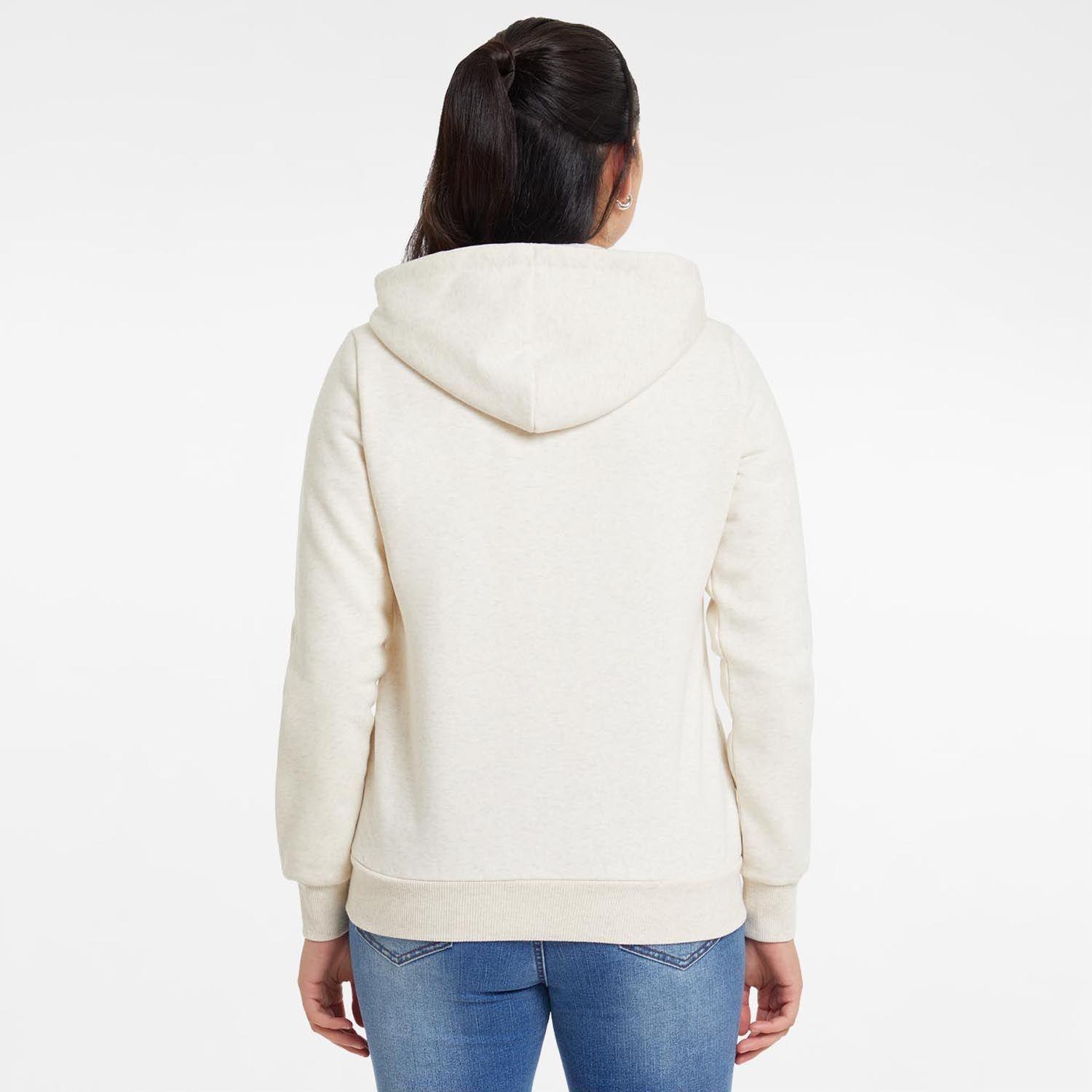Polerón Mujer Básico Hoodie Crudo Melange-2