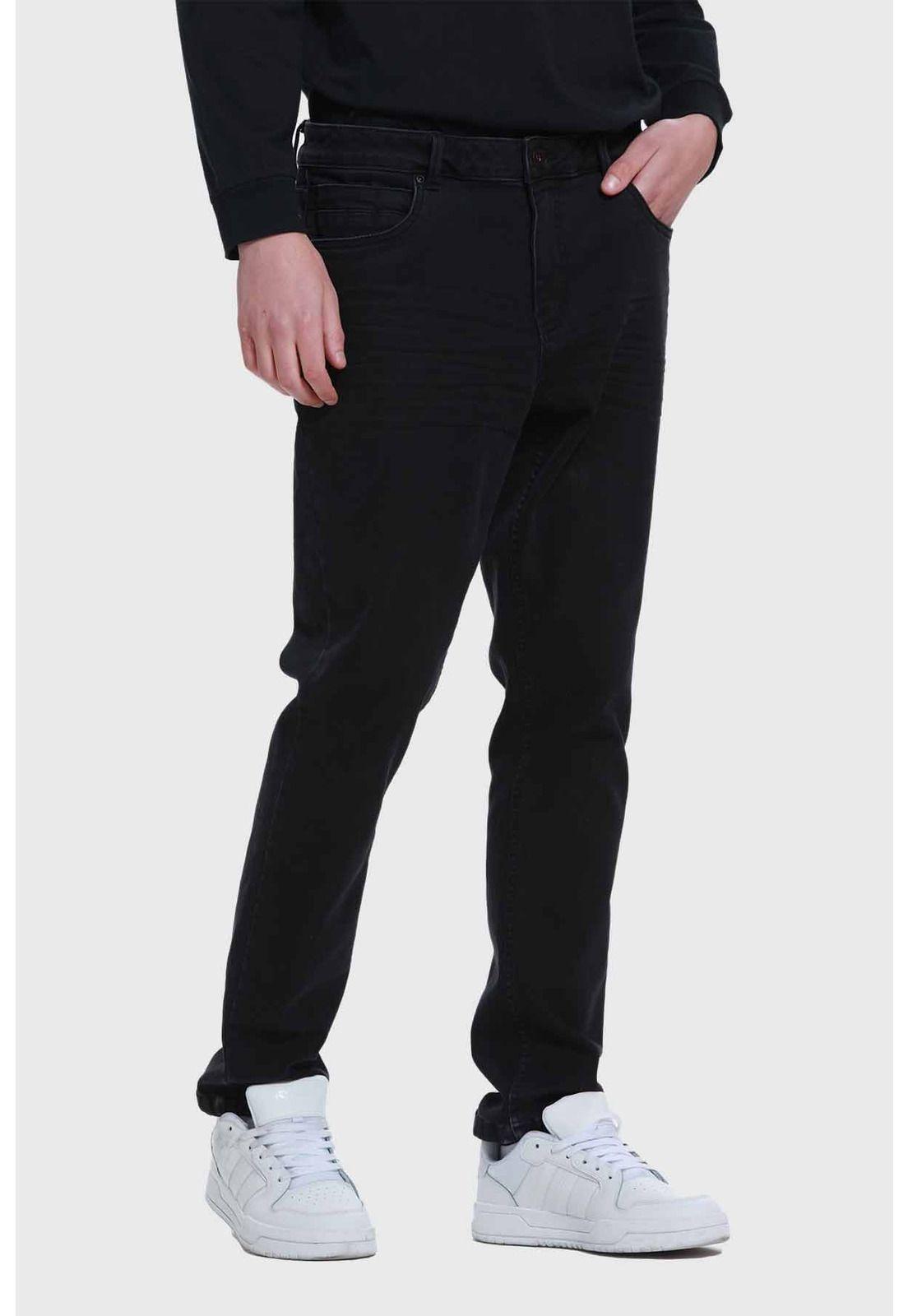 Jeans Hombre Slim Con Polar Negro-1