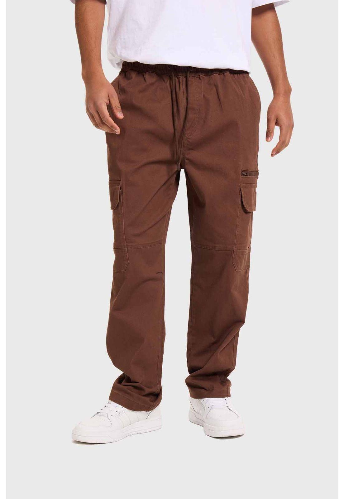 Pantalón Hombre Cargo Pretina Chocolate-0