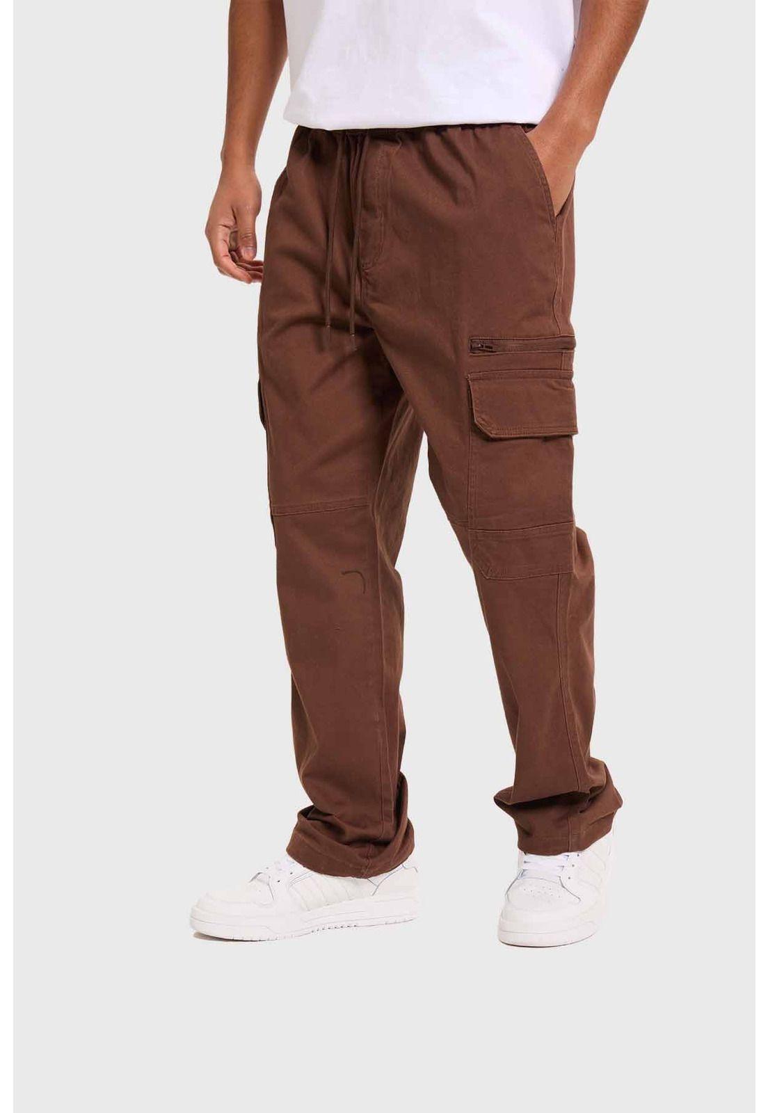 Pantalón Hombre Cargo Pretina Chocolate-1