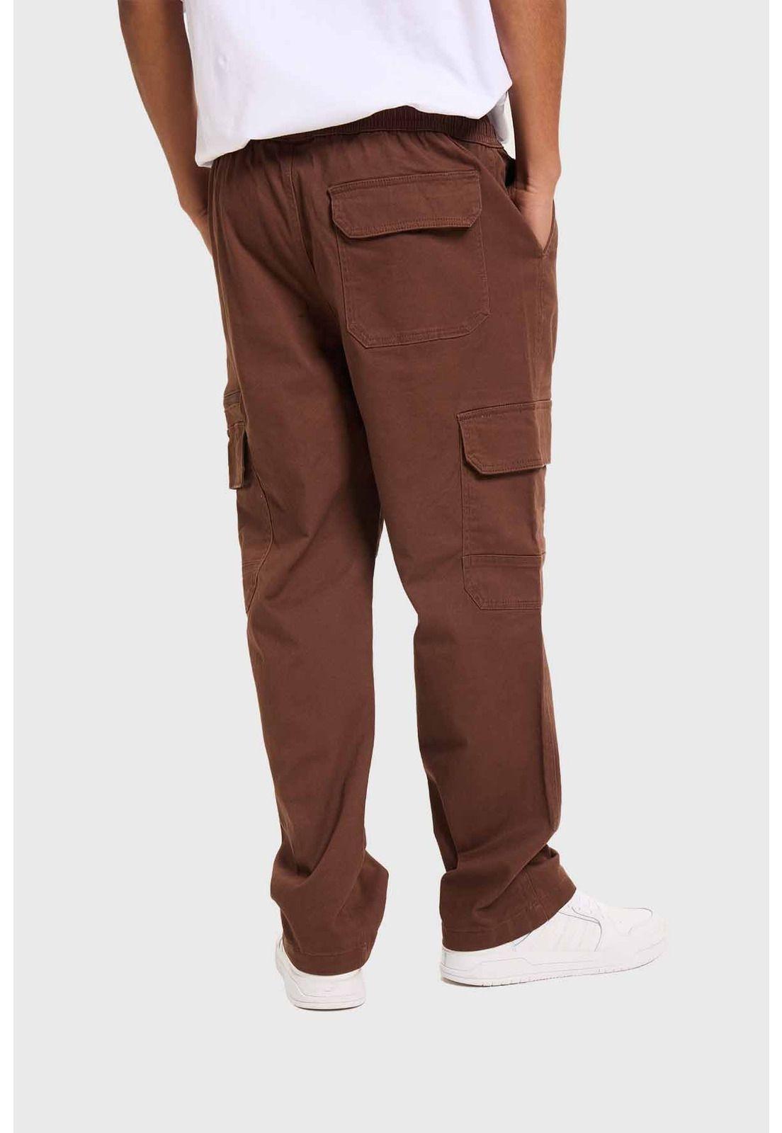 Pantalón Hombre Cargo Pretina Chocolate-2