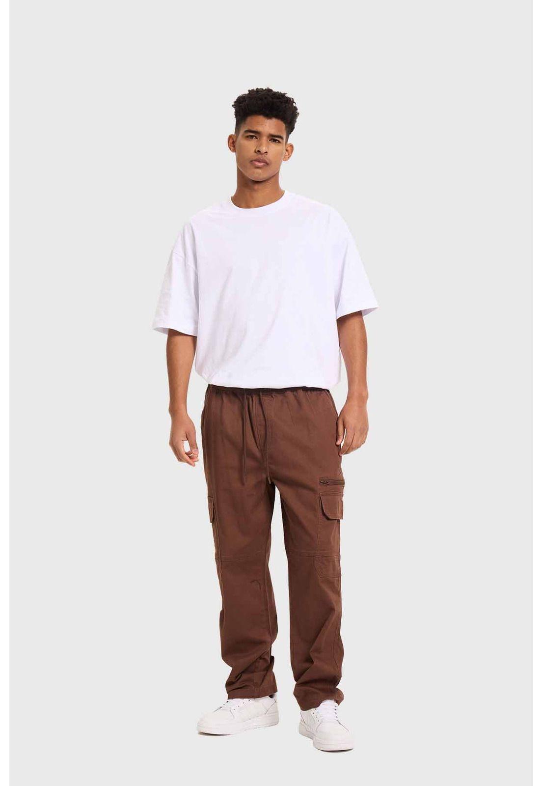 Pantalón Hombre Cargo Pretina Chocolate-3