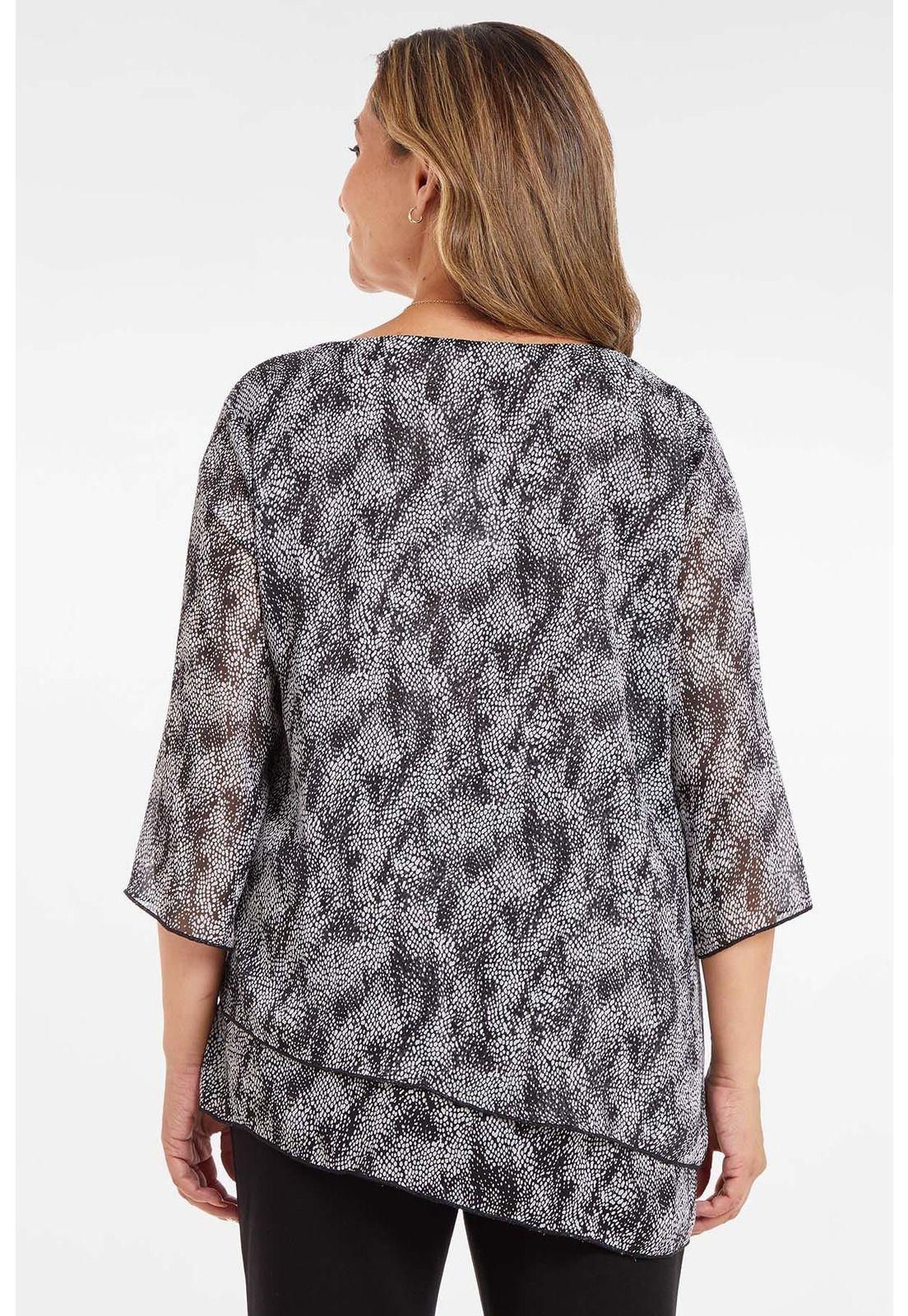 Blusa Mujer Manga Flare Estampada Negro-1