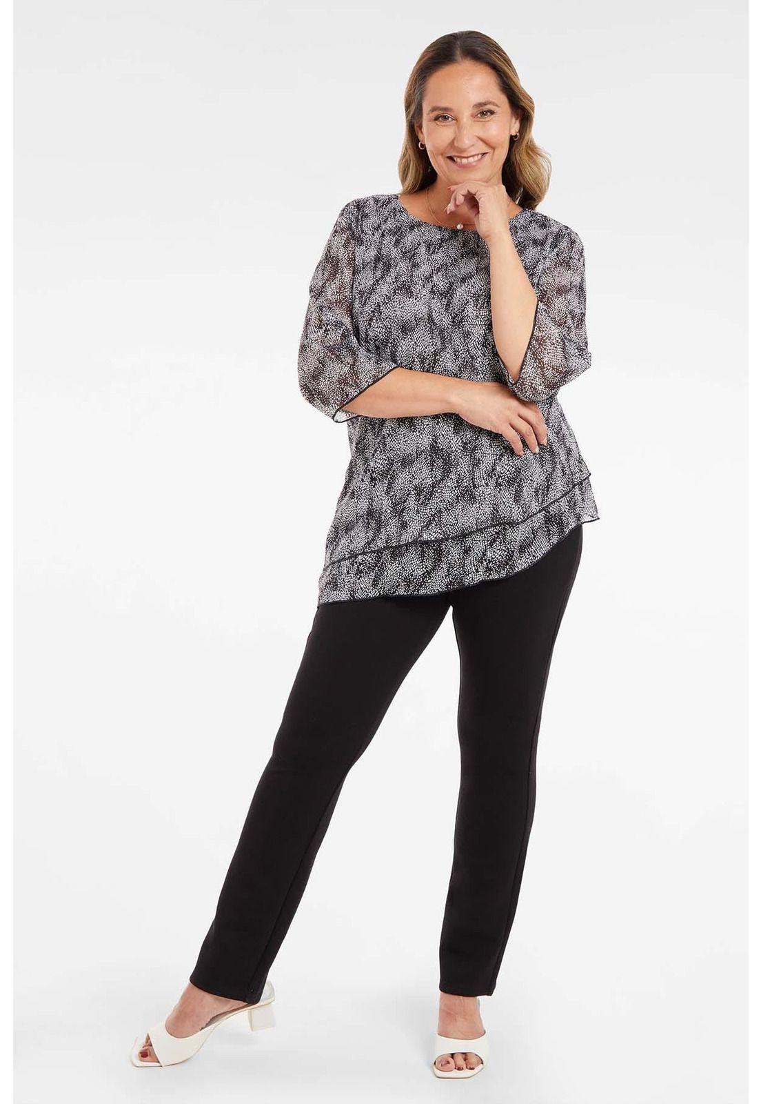 Blusa Mujer Manga Flare Estampada Negro-2