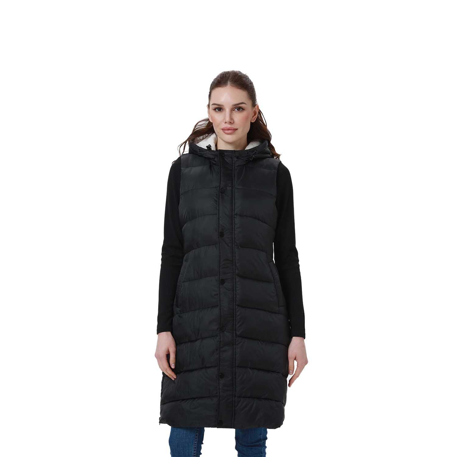 Parka Mujer Con Corte Horizontal Negro-1