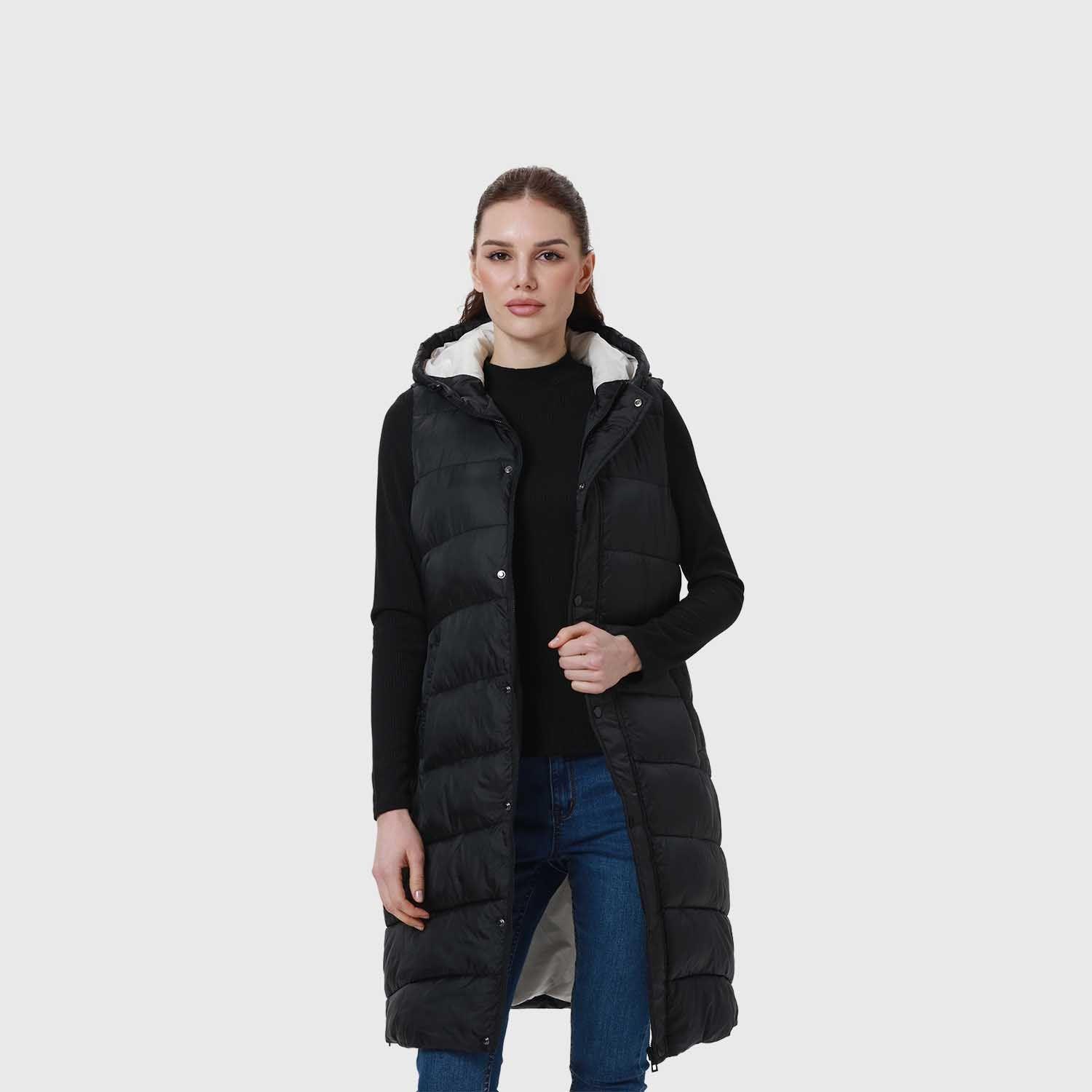 Parka Mujer Con Corte Horizontal Negro-3