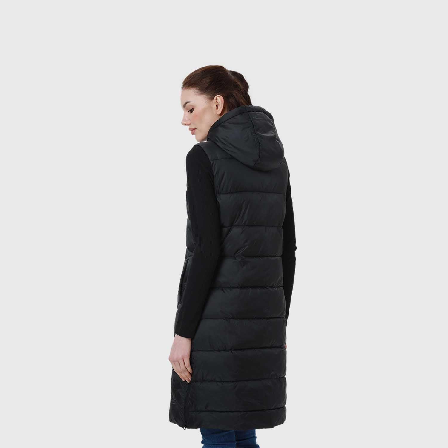 Parka Mujer Con Corte Horizontal Negro-4