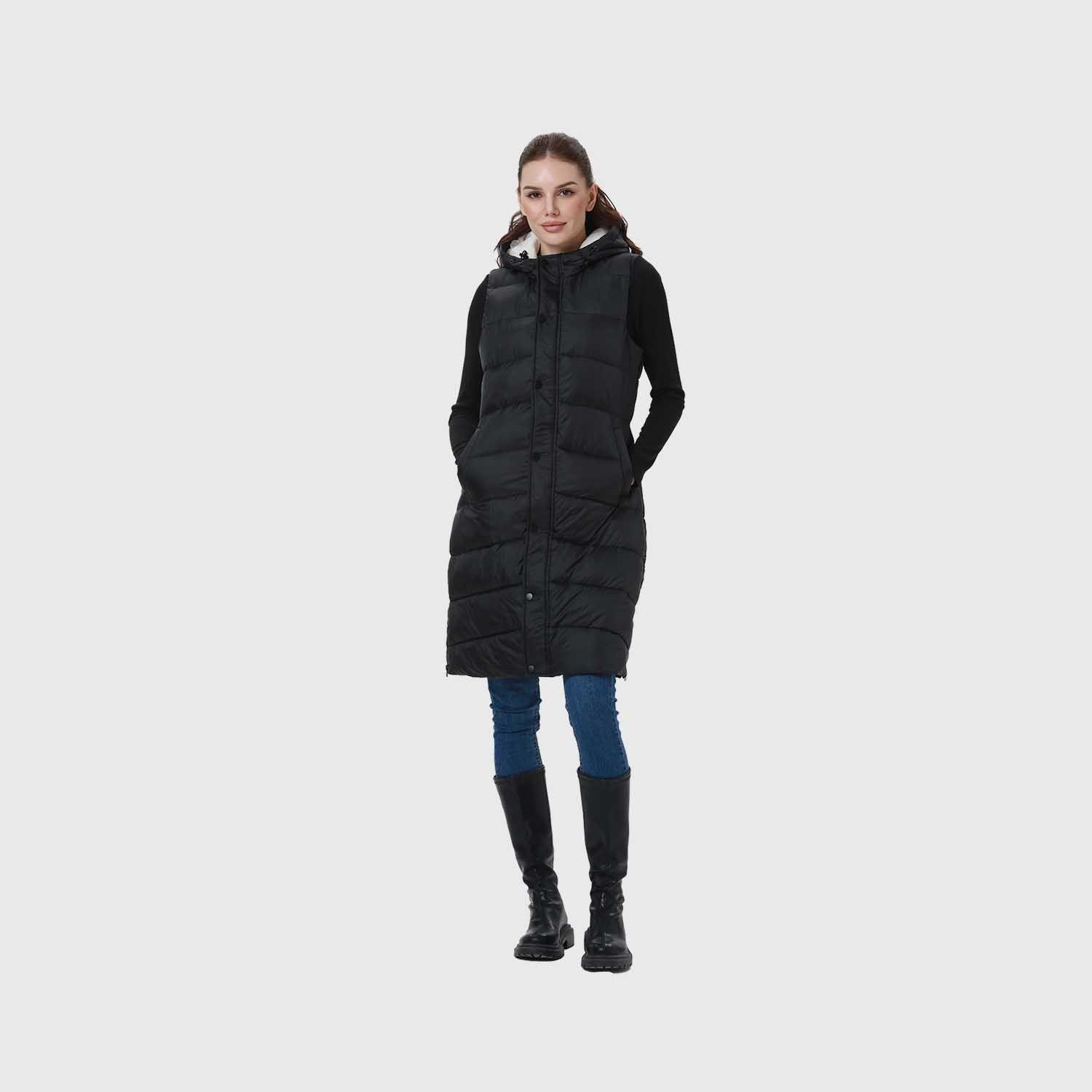 Parka Mujer Con Corte Horizontal Negro-7
