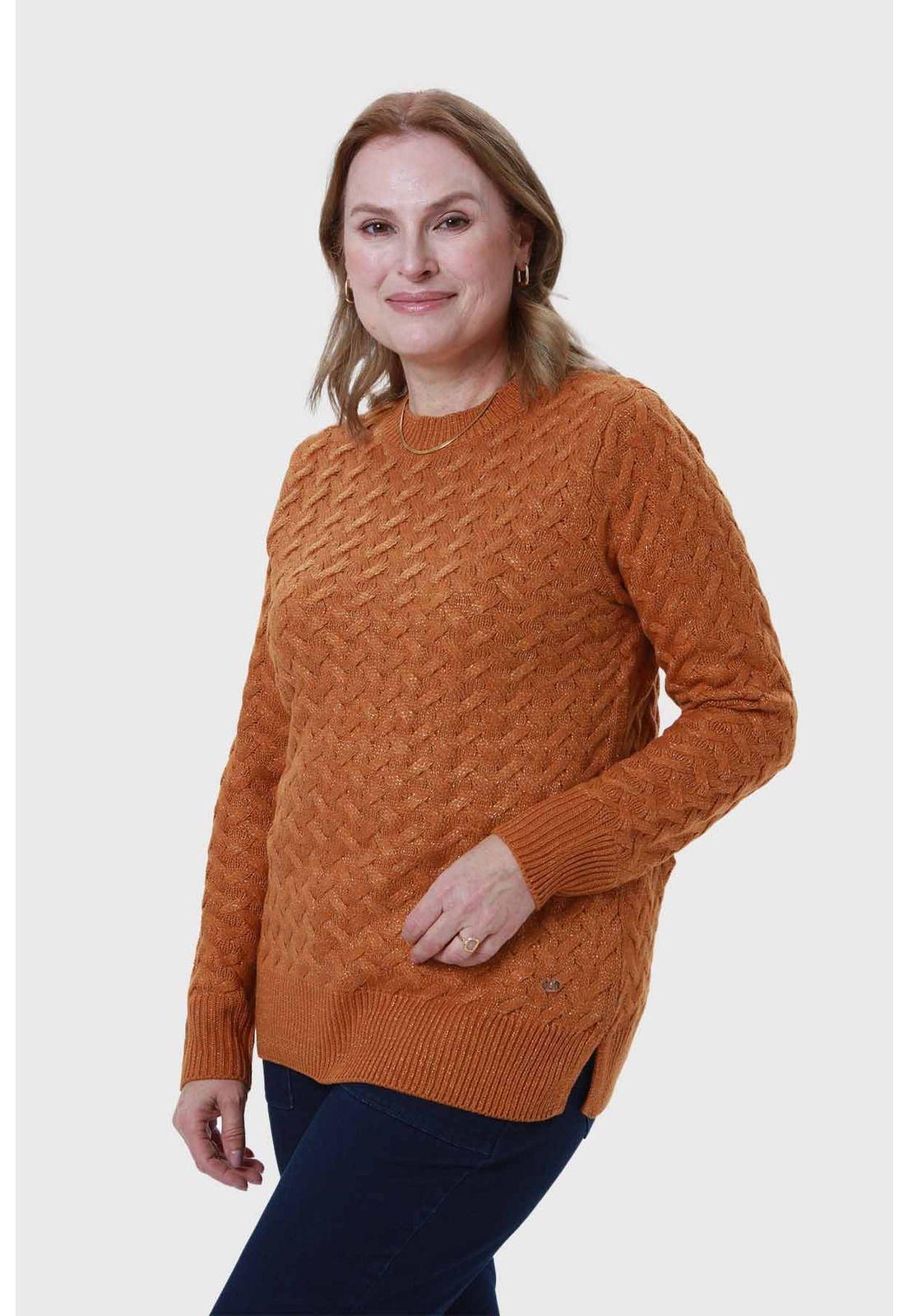 Sweater Mujer Calado Camel I-1