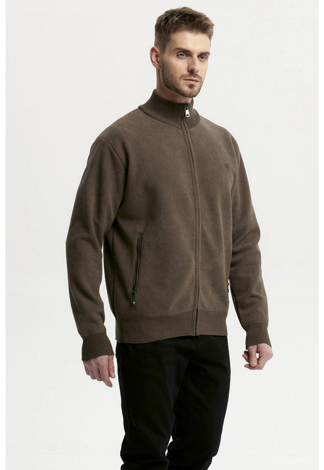Sweater Hombre Cuello Con Cierre Verde-1