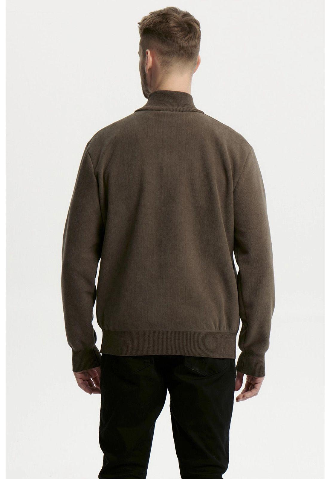 Sweater Hombre Cuello Con Cierre Verde-2