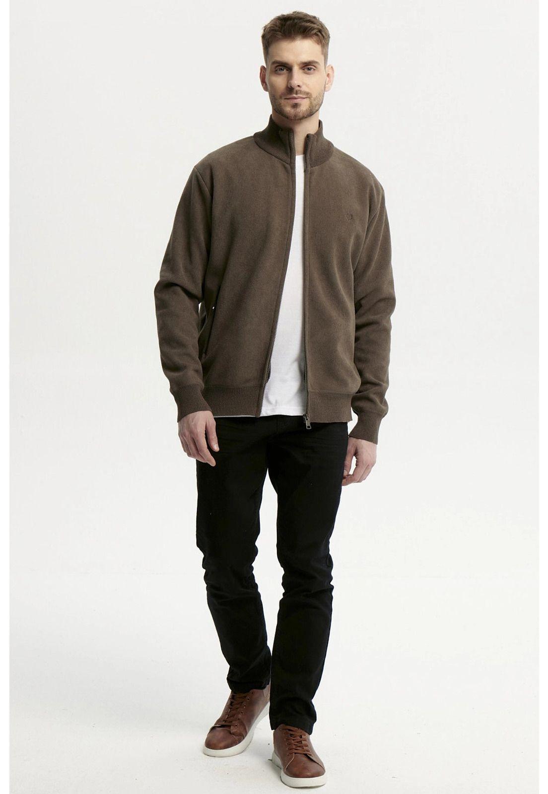 Sweater Hombre Cuello Con Cierre Verde-3