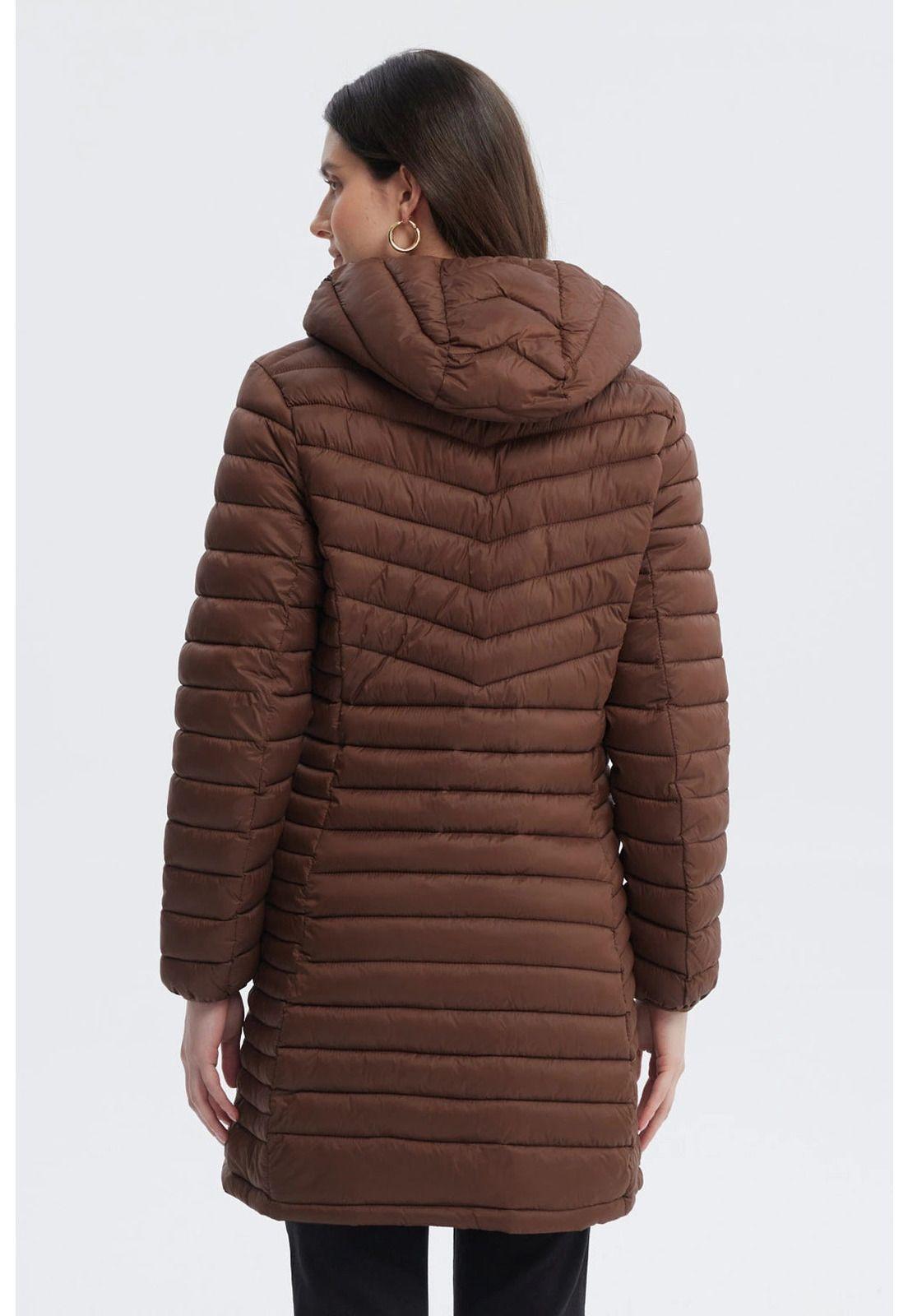 Parka Mujer Larga Básica Café Oscuro-2