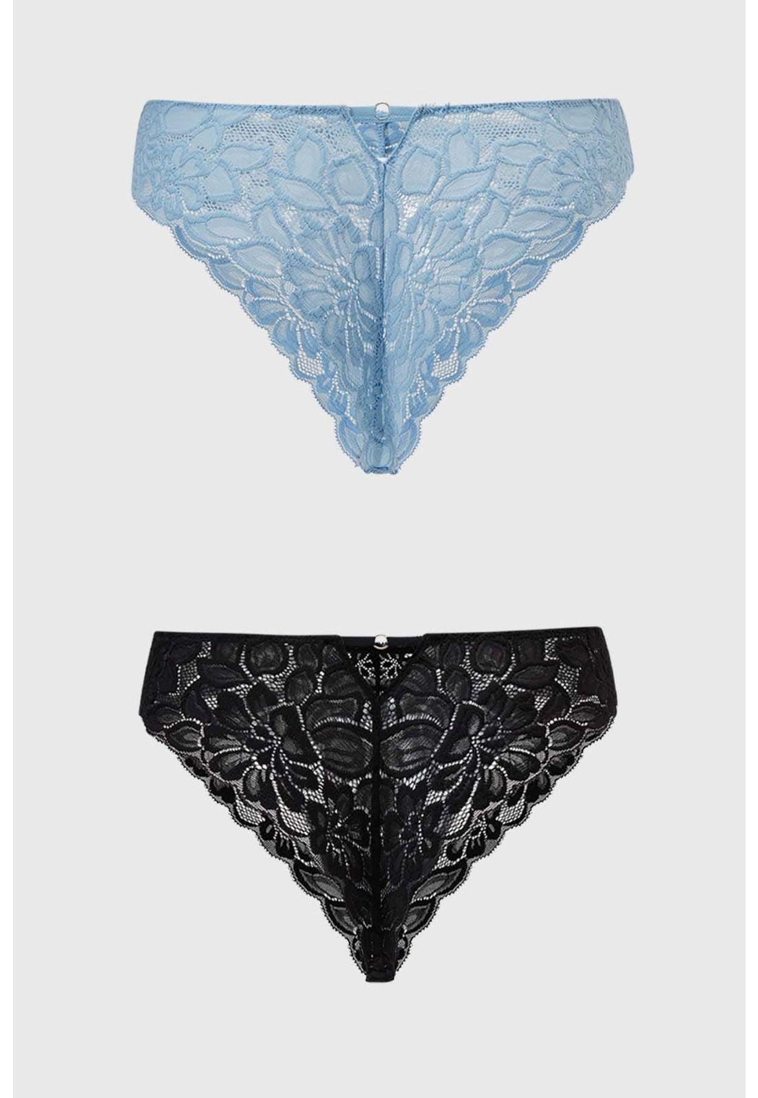 Calzón Mujer Bipack Pantaleta Detalle Mesh Celeste-1