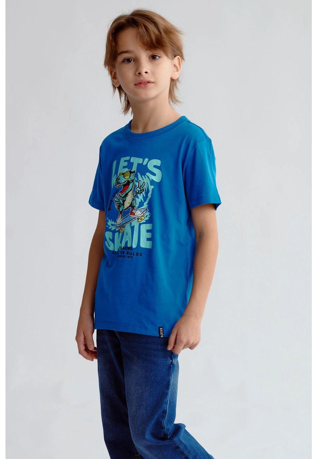 Polera Niño Básica Estampada Azulino-1