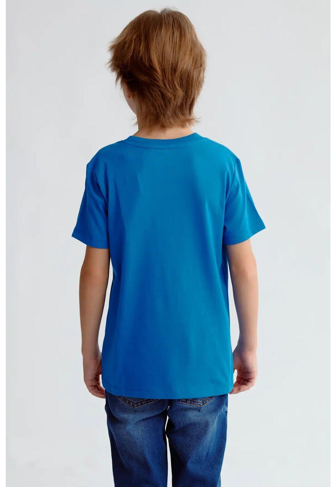 Polera Niño Básica Estampada Azulino-2