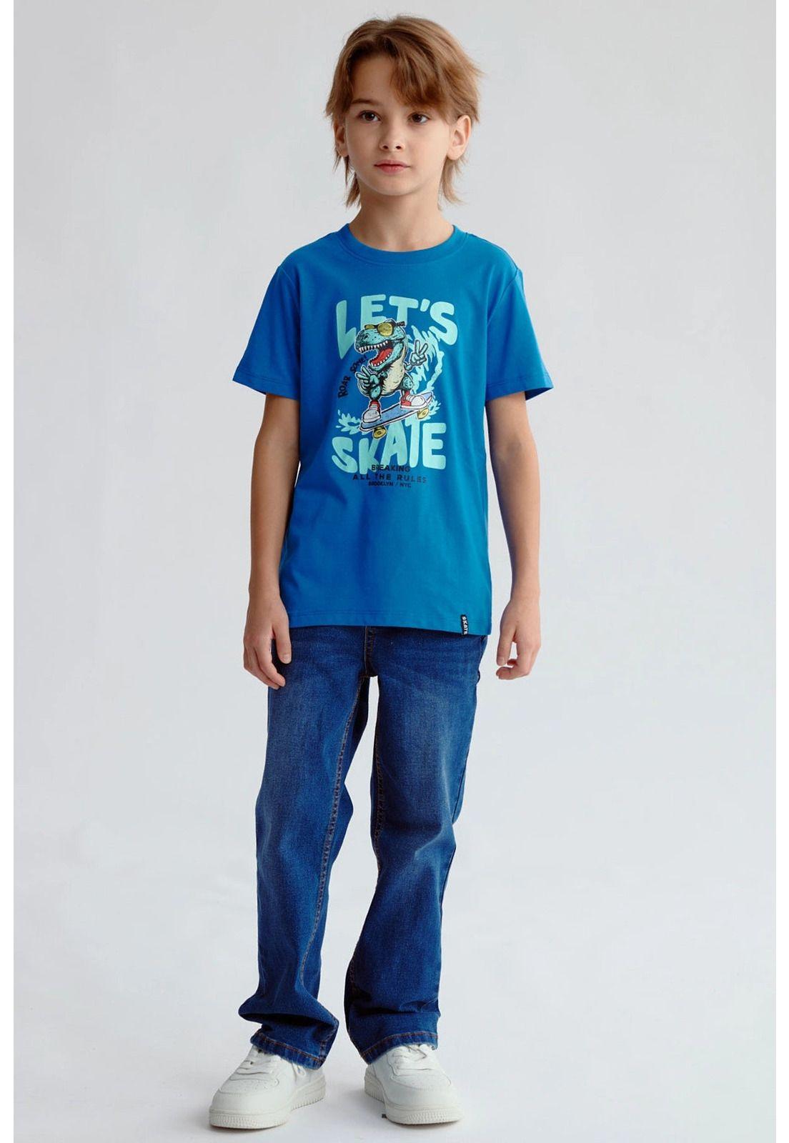 Polera Niño Básica Estampada Azulino-3