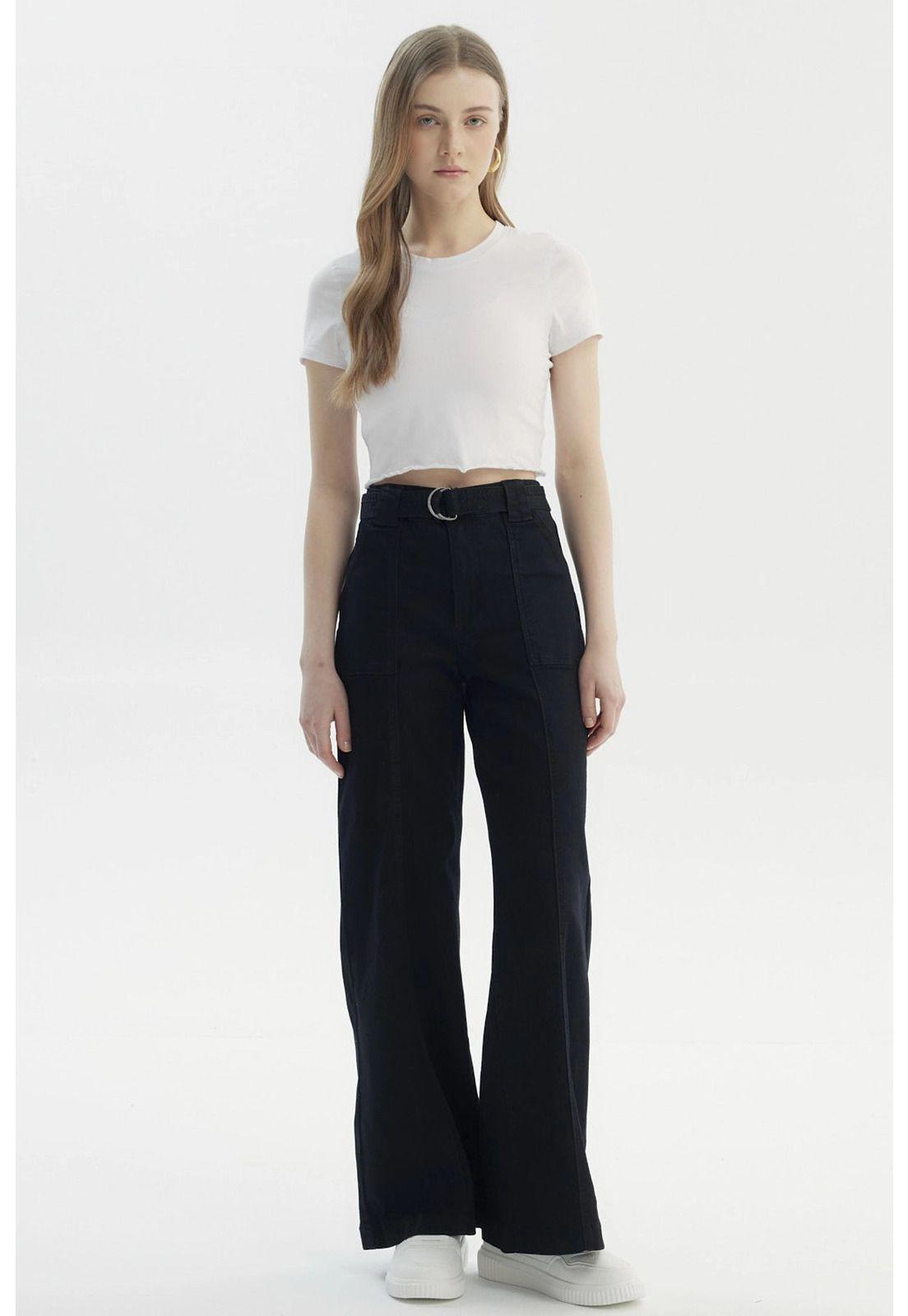 Jeans Mujer Palazzo Negro-3