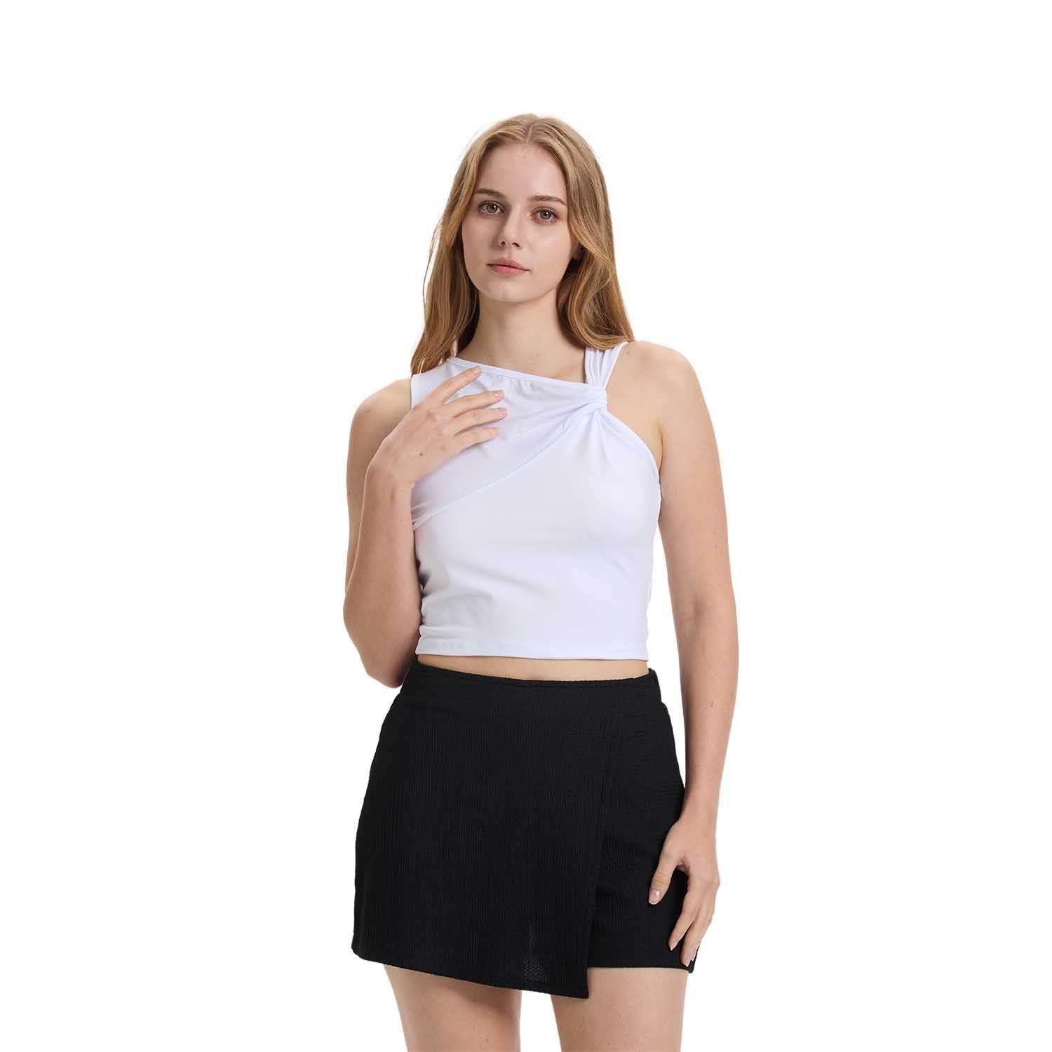 Polera Mujer Asimétrica Nudo Blanco Fashion's Park-0