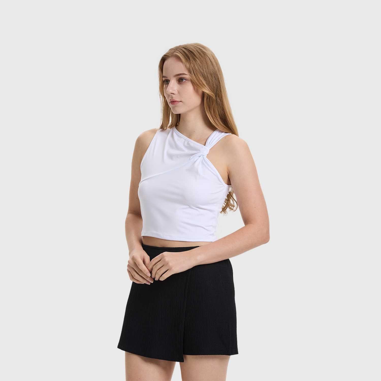 Polera Mujer Asimétrica Nudo Blanco Fashion's Park-1