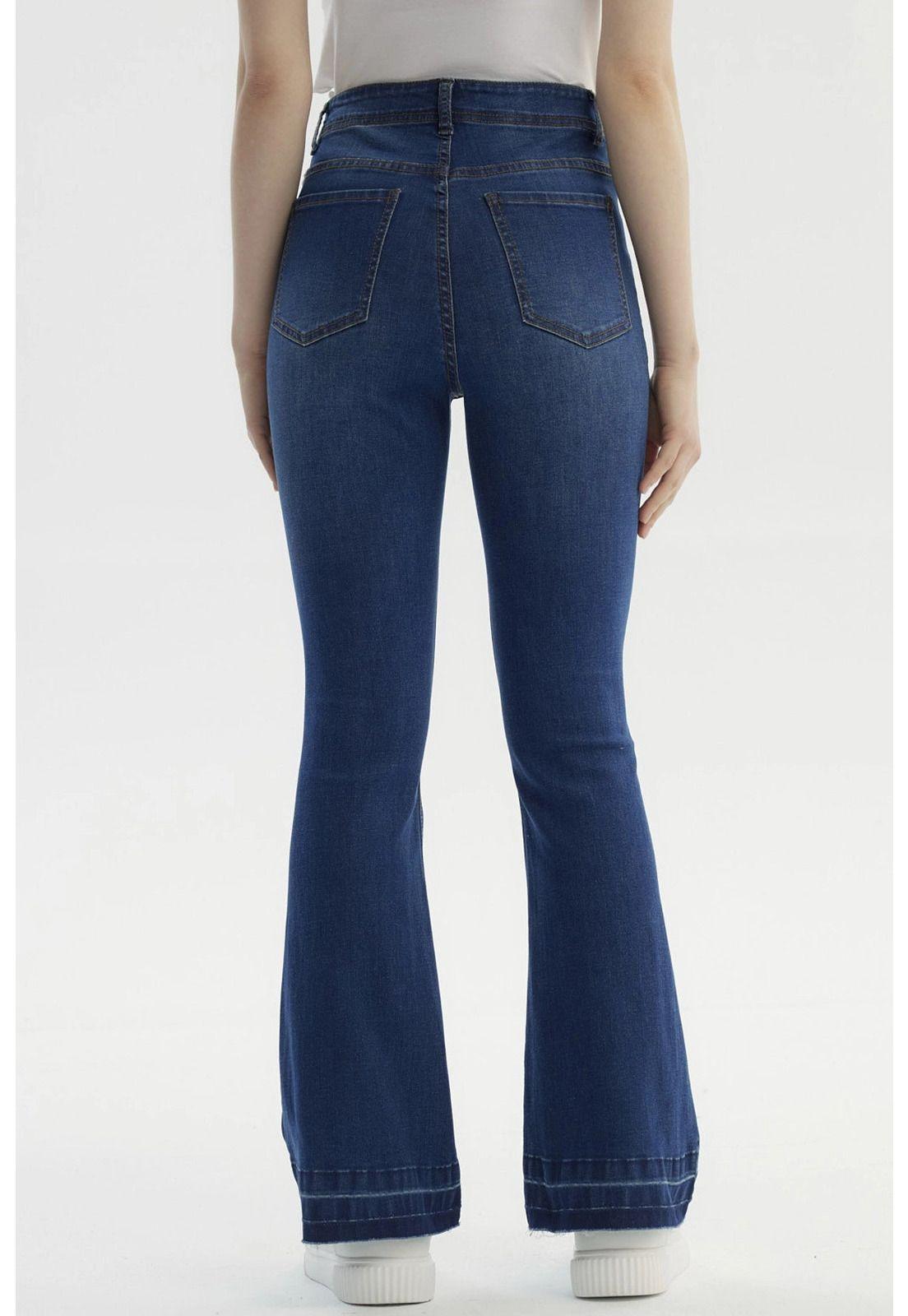 Jeans Mujer Moda Flare Azul Oscuro - lV-2