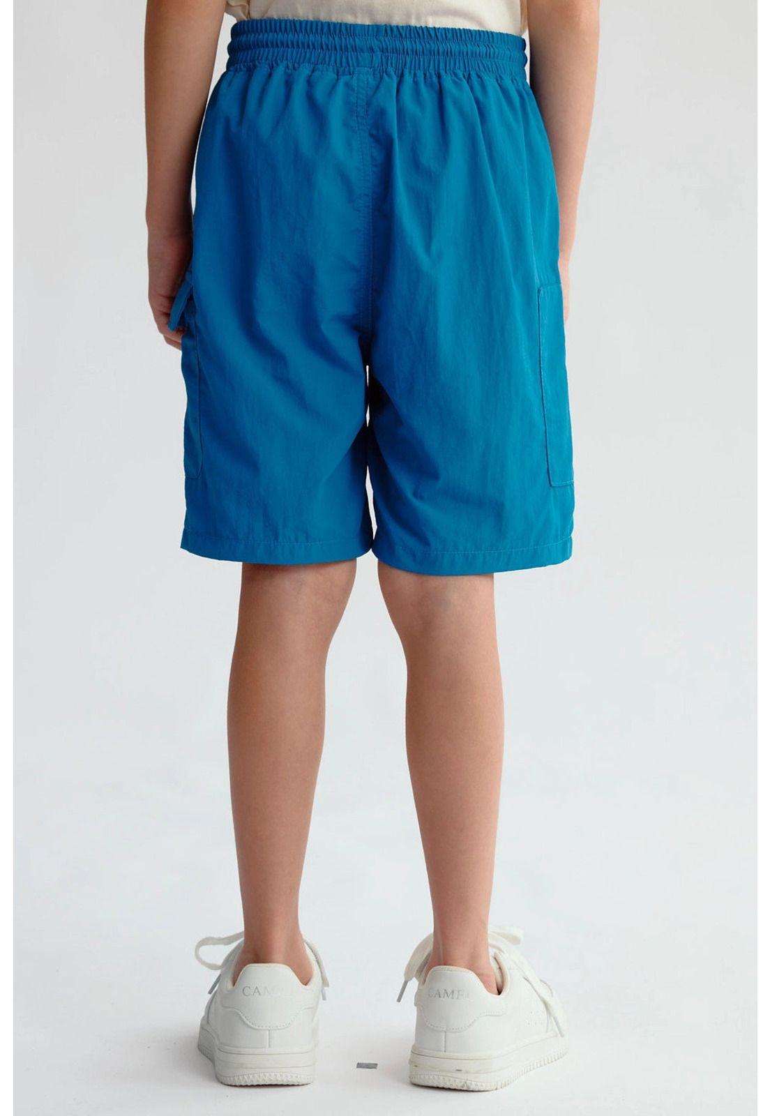 Bermuda Niño Cargo Nylon Azul Petróleo-2