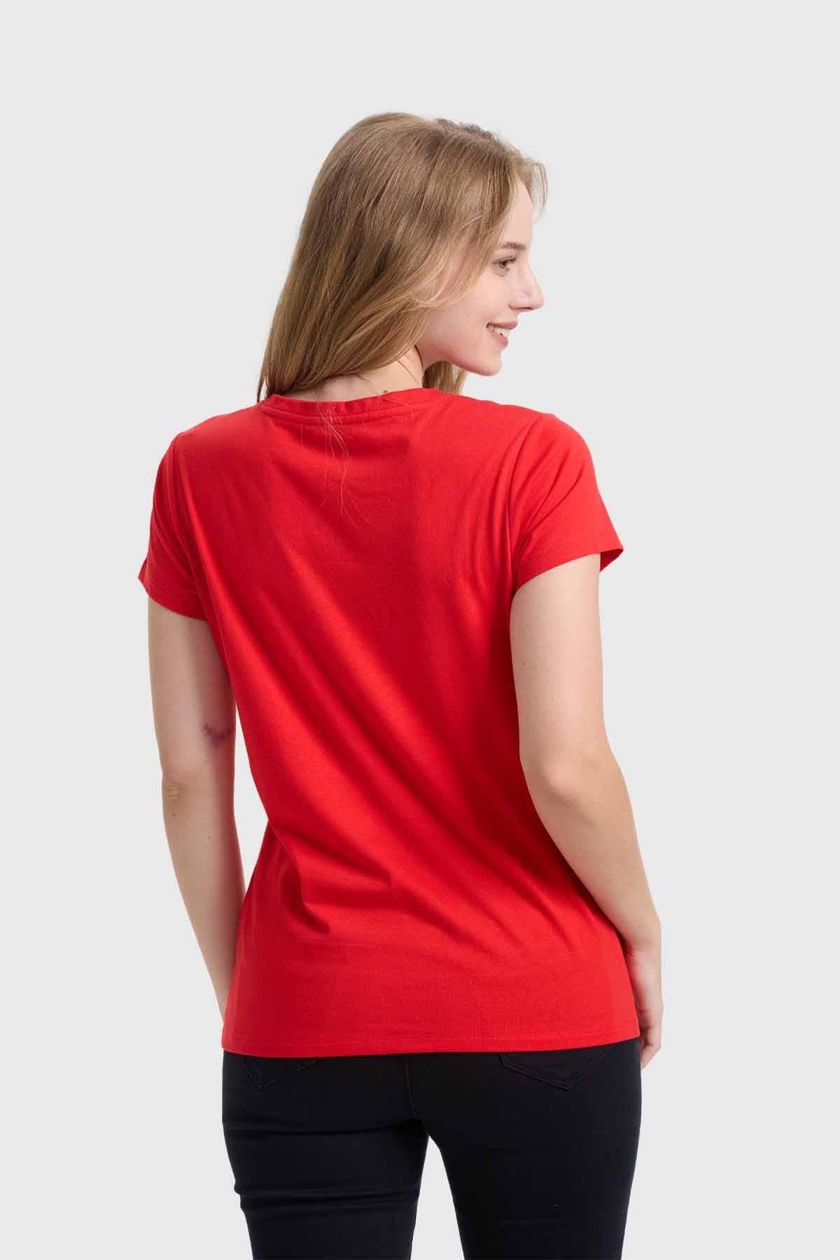Polera Mujer Básica Print Rojo-2