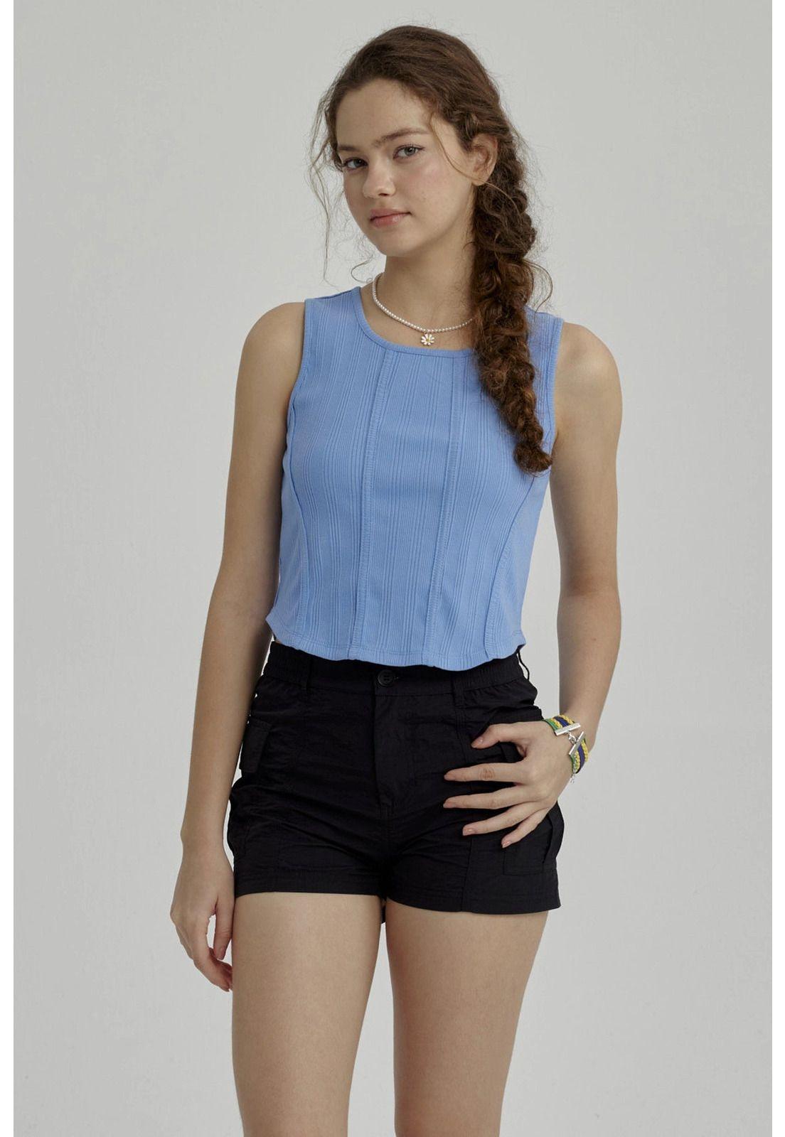Polera Niña Con Peto Falso Celeste-0