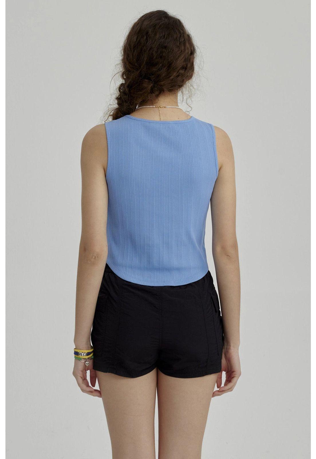 Polera Niña Con Peto Falso Celeste-2
