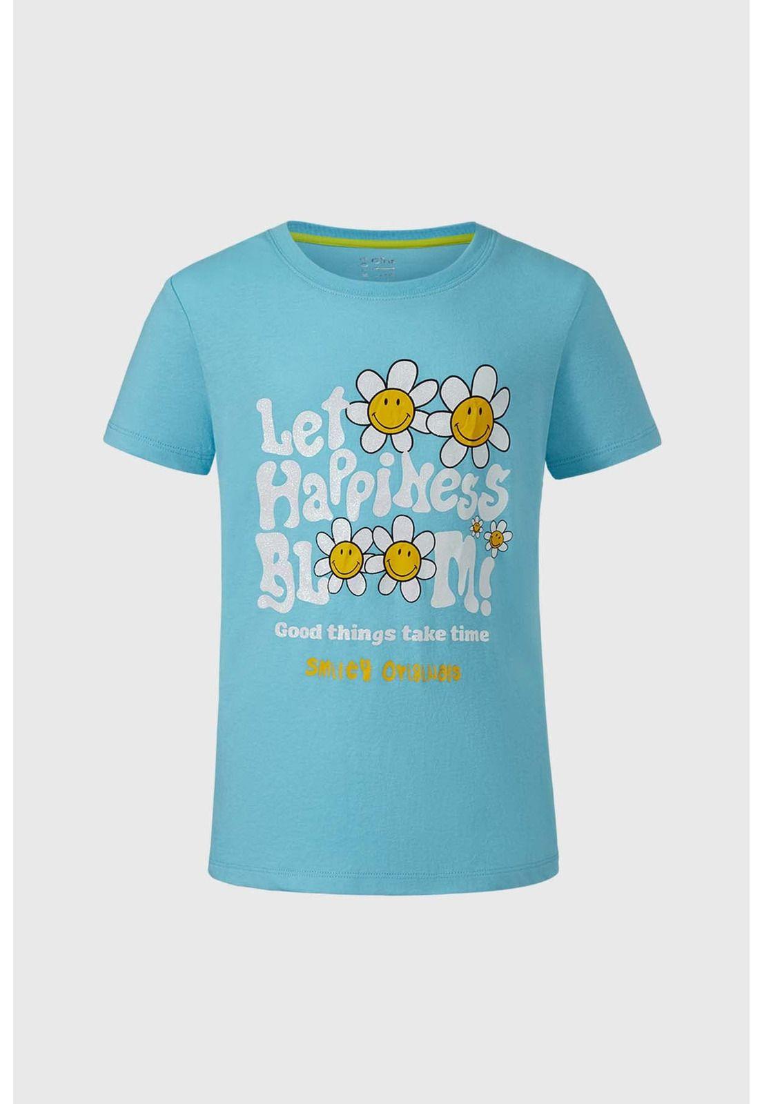 Polera Niña Printed Celeste-0