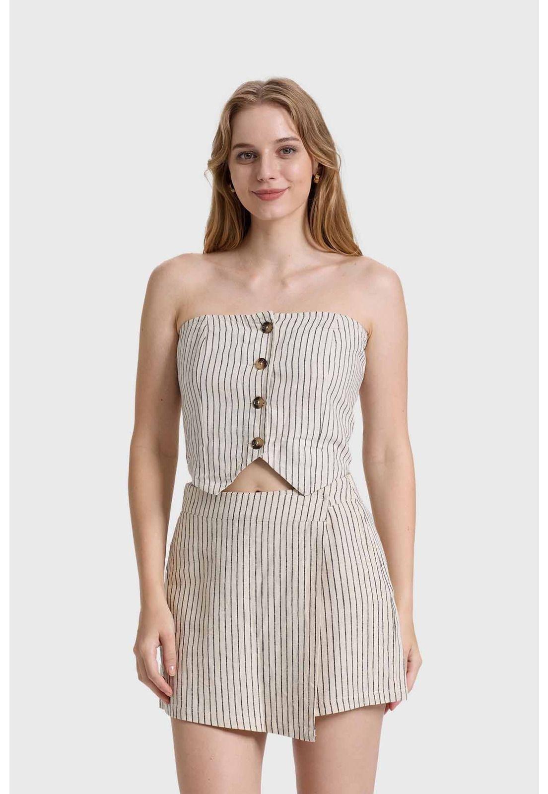 Blazer Mujer Strapless Crudo-0