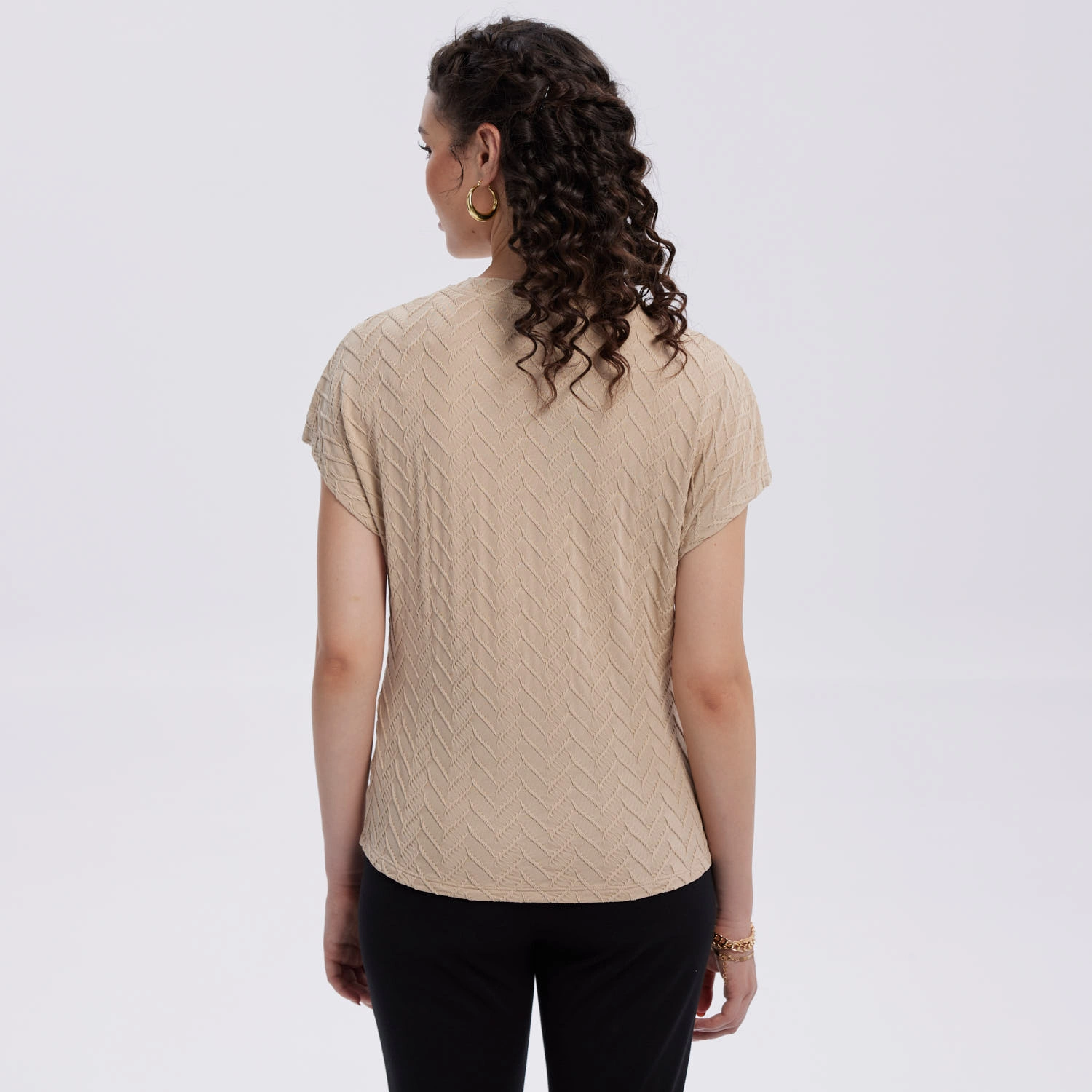 Polera Mujer Abertura Costado Beige-3