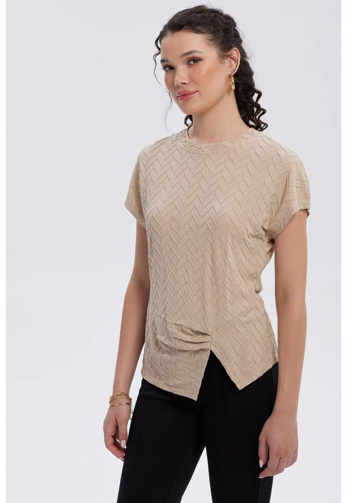 Polera Mujer Abertura Costado Beige-1